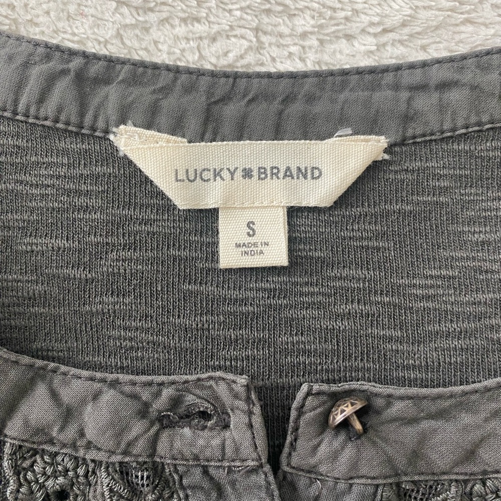 Lucky Brand Charcoal Lace Accent Tee - Picture 2 of 2